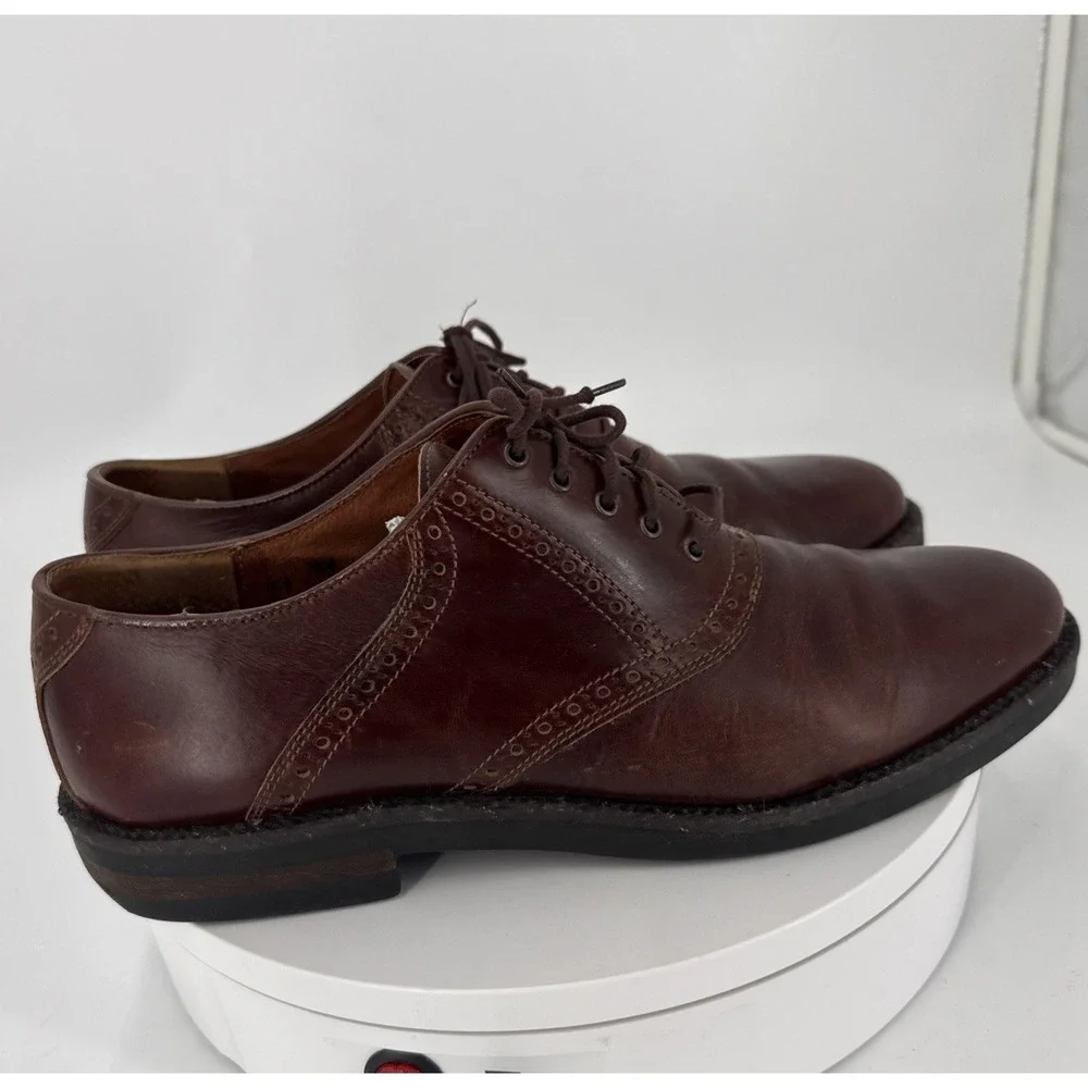Johnston &‎ Murphy Brown Leather Plain Toe Dress Shoes Men's Size 11 M / Italy